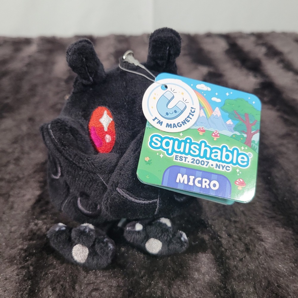 Squishable Micro Mothman Plush Keychain Magnetic Wings Black Cryptid SQU-120523